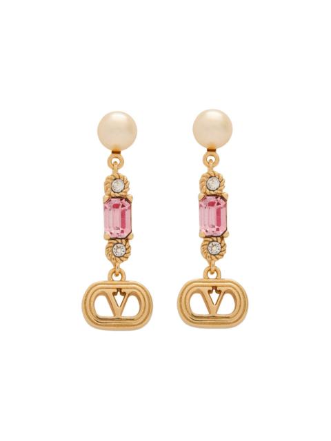 Valentino Garavani Ovalette Vlogo Swarovski Embellished Drop Earrings