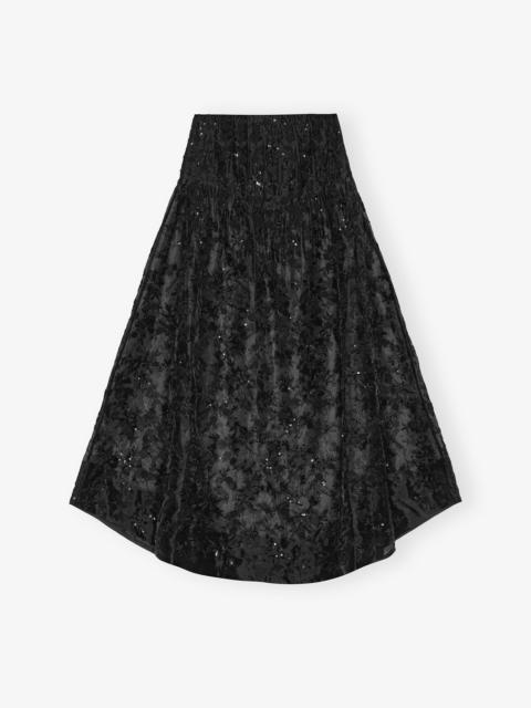 BLACK EMBELLISHED ORGANZA SKIRT