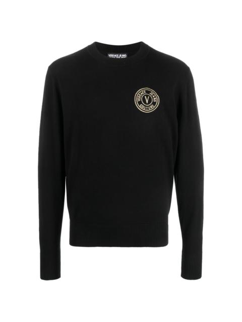 embroidered-logo knit jumper