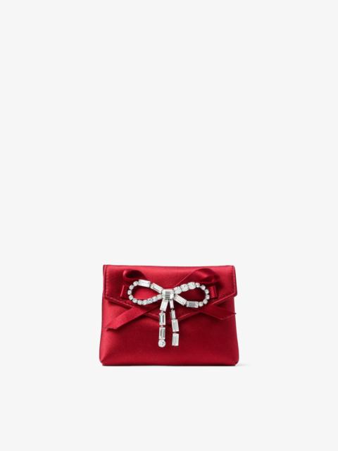 Soft Card Holder With Chain
Ruby Red Satin Cardholder with Crystal Bow