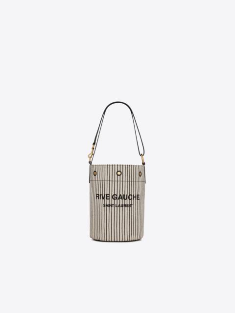 rive gauche bucket bag in striped canvas and leather