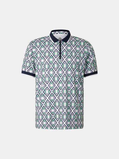 Valentin functional short-sleeved top in Navy blue/green/white