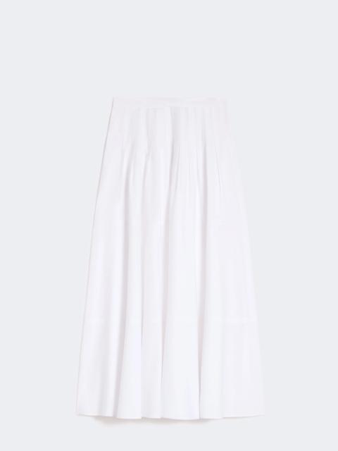 Long cotton poplin skirt - OPTICAL WHITE