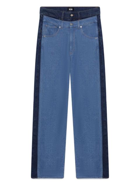 split-hem panelled denim