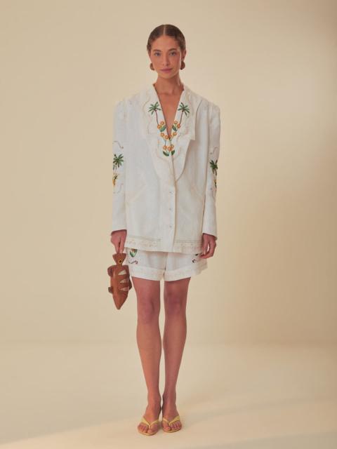 Off-White Coconut Tree Embroidered Richelieu Shorts