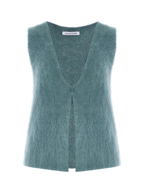 Brushed Mohair-Blend Vest blue