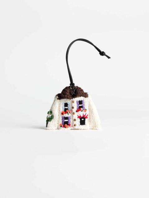 KNITTED HOUSE CARDIGAN CHARM IN WHITE