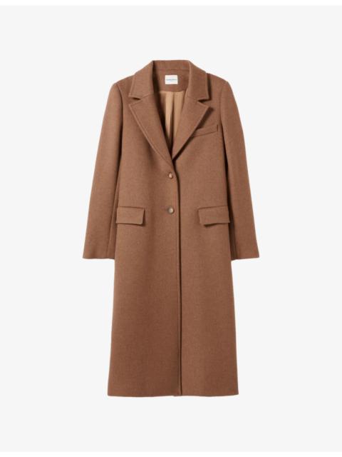 Long Single-Breasted Wool-Blend Coat