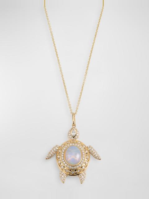 Marquise Eye Diamond Pave Turtle Charm Chain Necklace