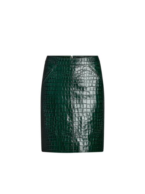 CROC EMBOSSED LEATHER ABOVE THE KNEE SKIRT