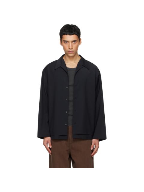 Navy Double-Layered Open Collar Shirt