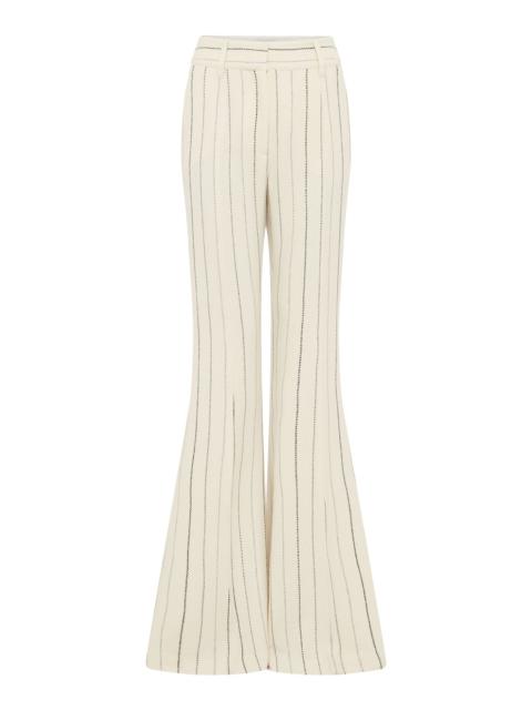 Rhein Flare Pant in Ivory Multi Pinstripe Wool Cashmere