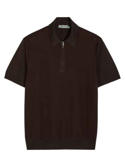 Canali Textured-knit Cotton Polo Shirt