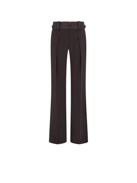 PLEATED WIDE LEG SILK PANTS