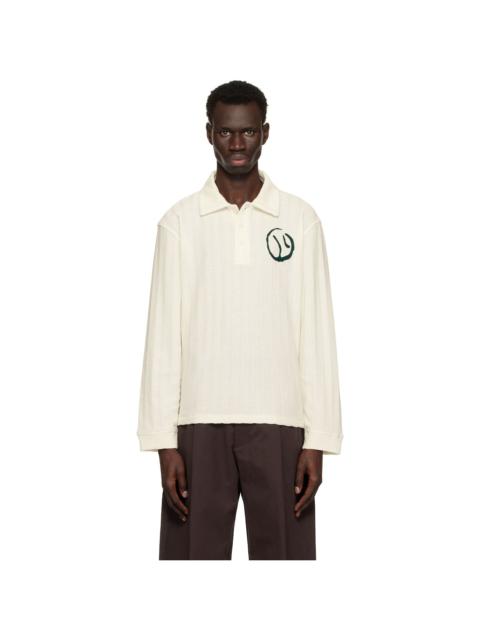 White Motif Knitted Rugby Polo