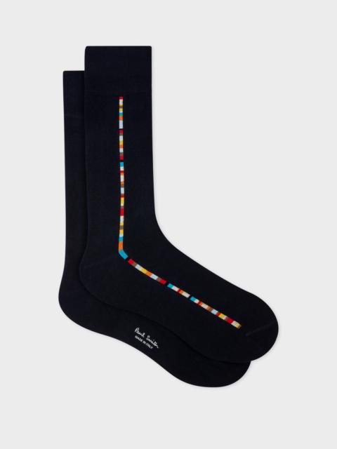 Navy 'Signature Stripe' Central Trim Socks