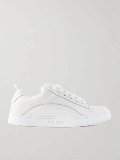 Logo-Embroidered Mesh-Panelled Leather Sneakers White