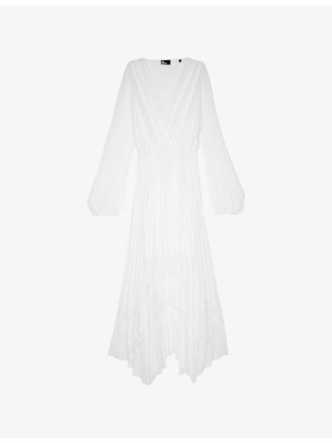 Lace-Trim Pleated Woven Maxi Dress