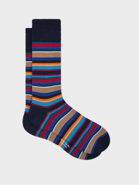 Navy Multicolour Stripe Socks