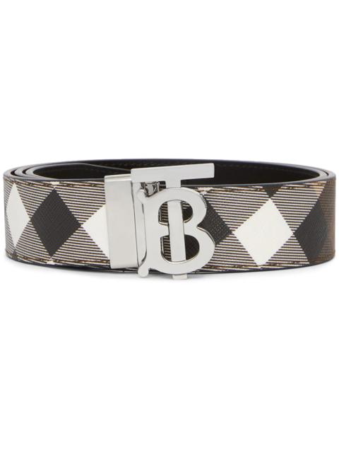 Burberry Reversible Monogram Motif Check Belt Dark Birch Brown