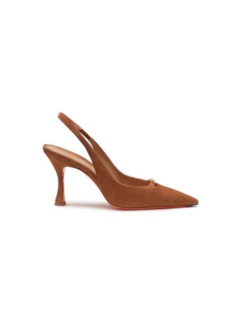 Women's brown suede high-heel slingback