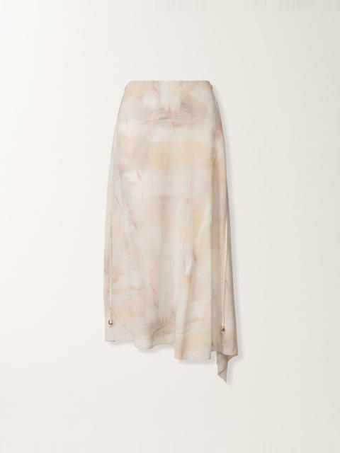 Printed crepe de chine skirt, butter