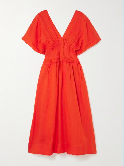 Zora Pleated Ramie Midi Dress