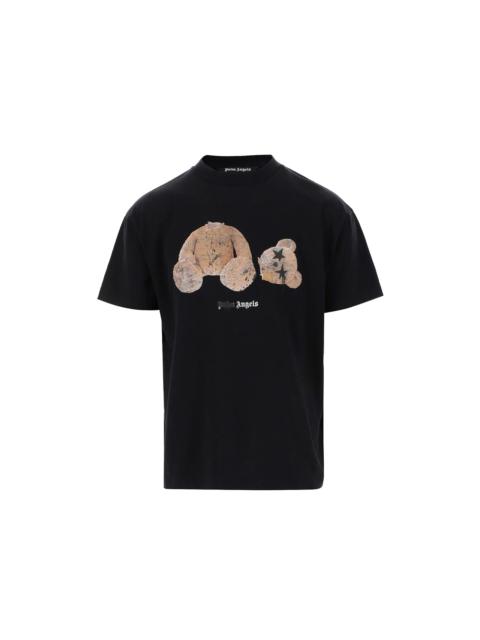 Palm Angels Bear Print Sprayed Logo T-shirt Black/Brown
