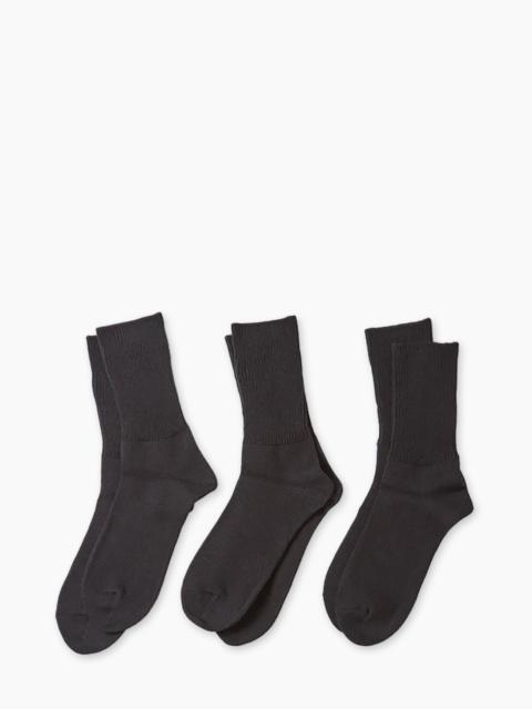 ROTOTO R1427 ORGANIC DAILY 3-PACK RIBBED CREW SOCKS BLACK