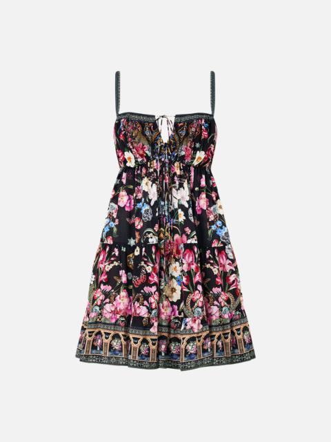 GATHERED BUST TIERED MINI DRESS