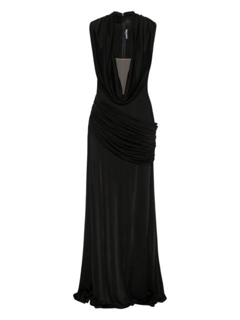 plunge-neck sleeveless maxi dress
