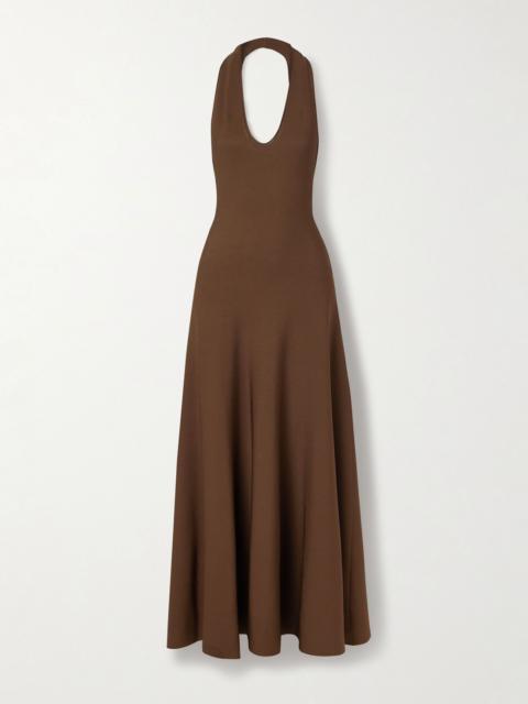 Melina stretch-knit halterneck maxi dress Dark brown