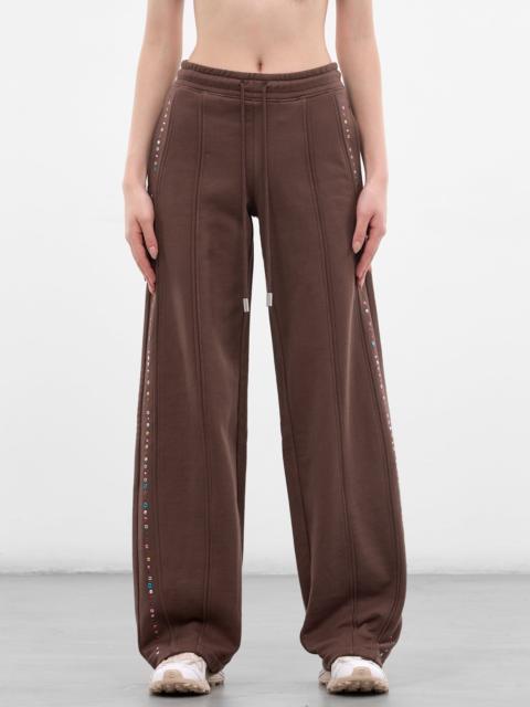 Brown Cotton Studded Sweatpants