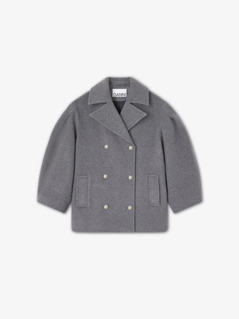 GREY WOOL PEACOAT SHORT