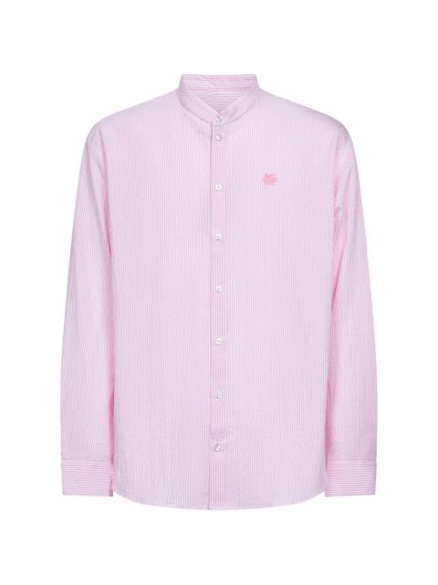 logo-embroidered striped-pattern shirt
