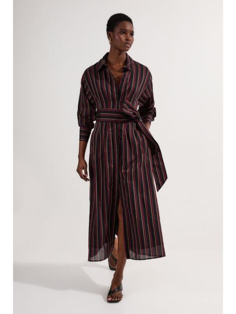 Premium Cotton Tailored Belted Shirt Maxi Dress
