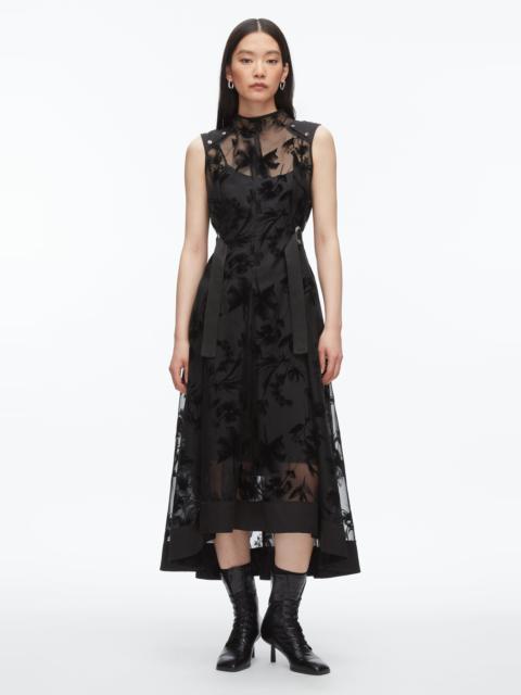 Flocked Organza Midi Dress