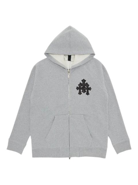 cross-patch zip-up hoodie