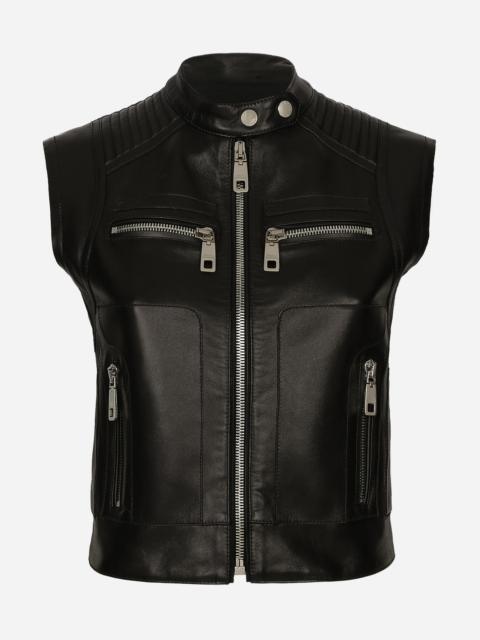 Zip-up leather vest