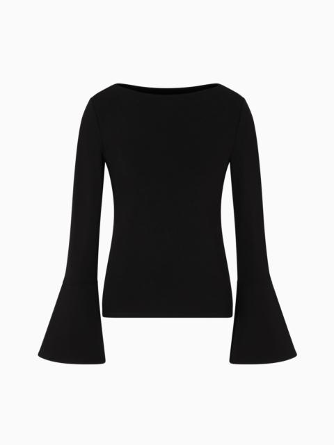 CRÊPE JERSEY TOP WITH PADDED SLEEVES