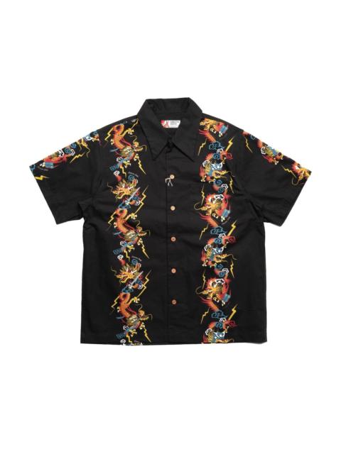 Dragon Motif Hawaiian Shirt - Black