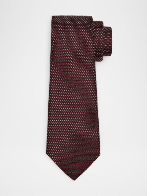 Men's Pin-Dot Silk and Viscose Tie