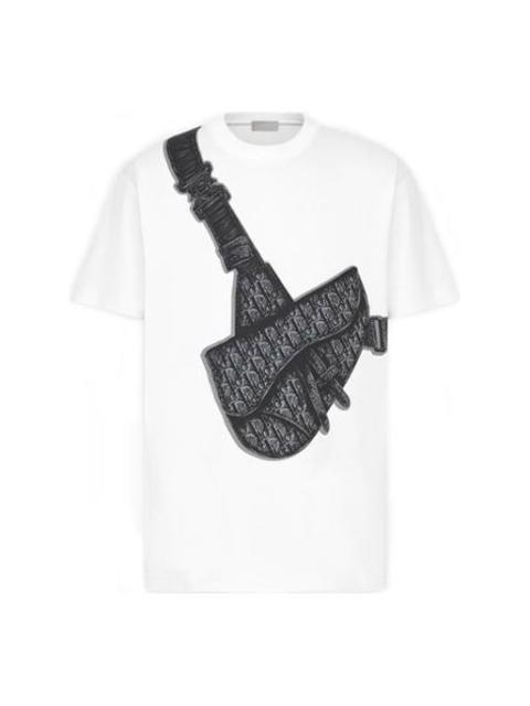 DIOR SS20 Compact Spinning Cotton Saddle Bag Printed For Men White 943J605N0554-C088