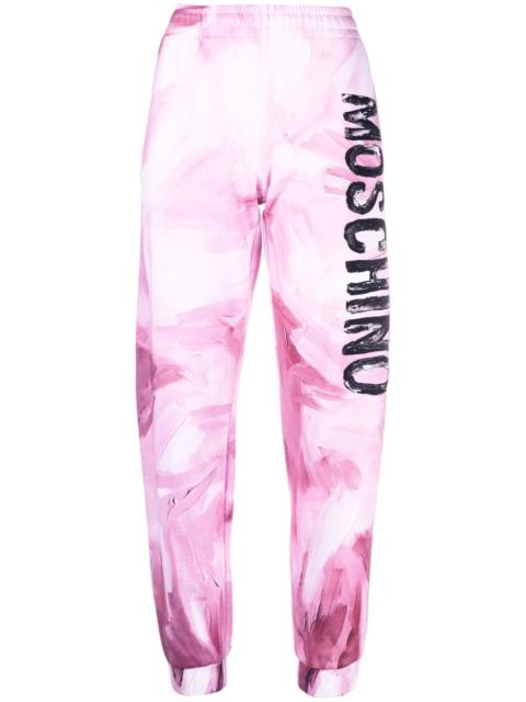 abstract-print branded track trousers