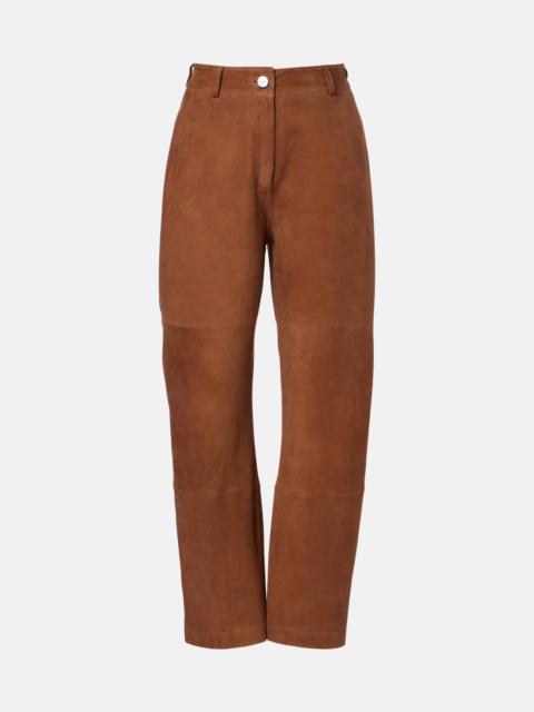 Suede barrel-leg pants