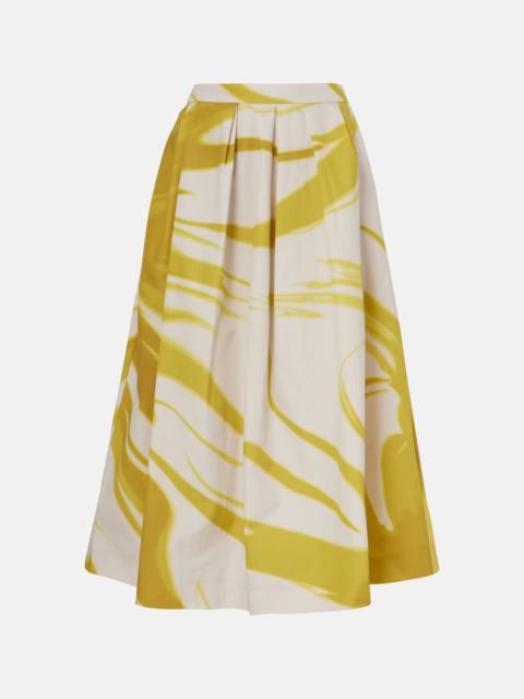 Printed cotton midi skirt