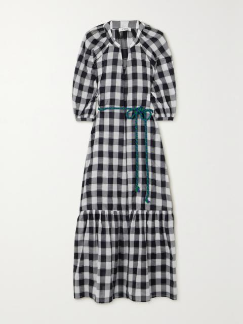 Memphis Chess Belted Gingham Cotton-gauze Midi Wrap Dress