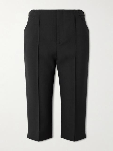 Buckle-embellished Wool-crepe Straight-leg Capri Pants