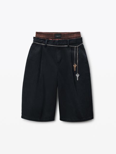 black pre-styled shorts with hardware