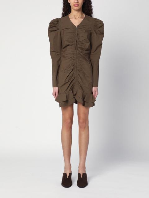 Briali mini dress with green khaki zip